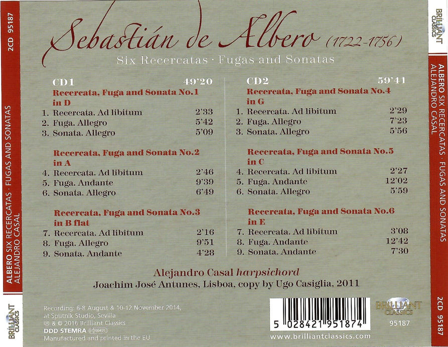 Contraportada del álbum Sebastián de Albero - Alejandro Casal